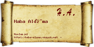 Haba Alóma névjegykártya